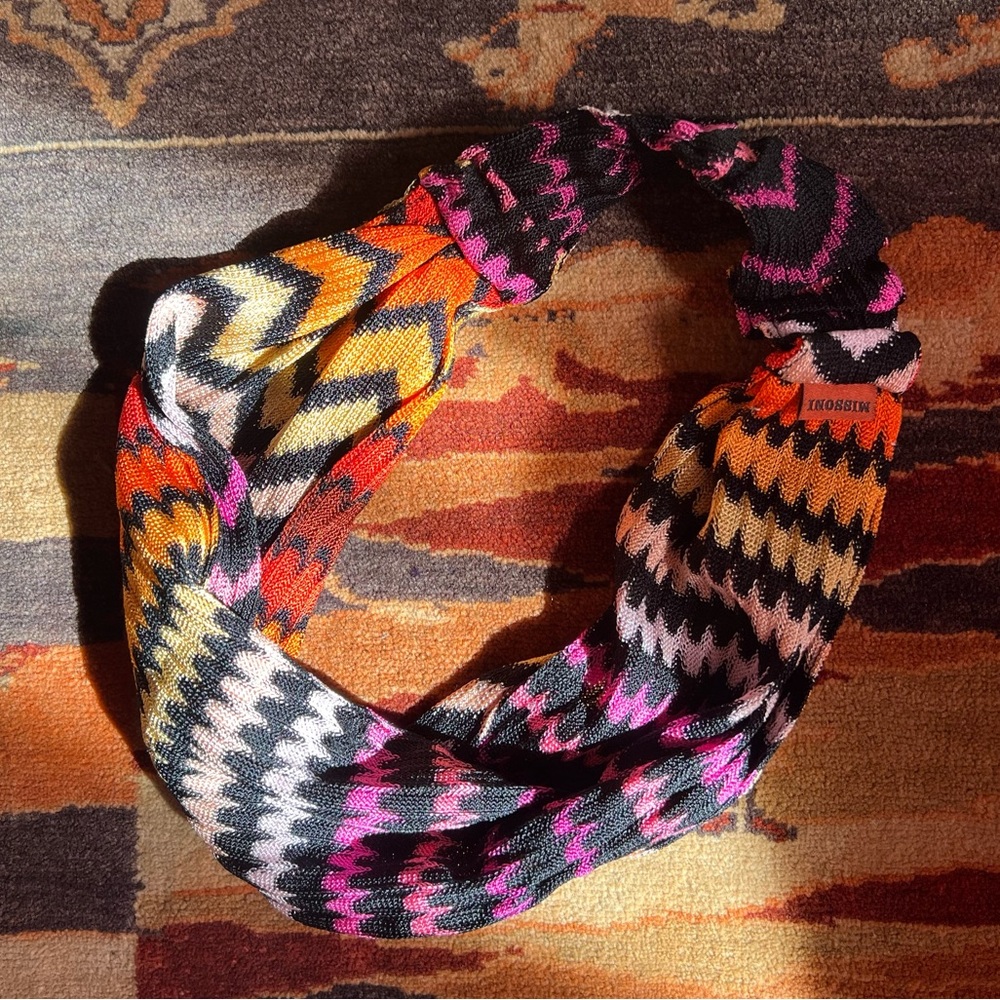 Missoni Head band woven pink orange